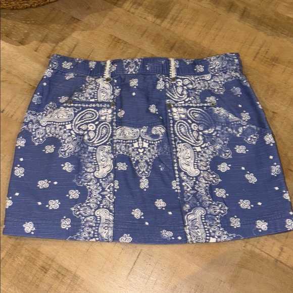 Free People River Canyon Printed Mini Skirt Blue & White Small NWT 100% Cotton - Picture 8 of 8